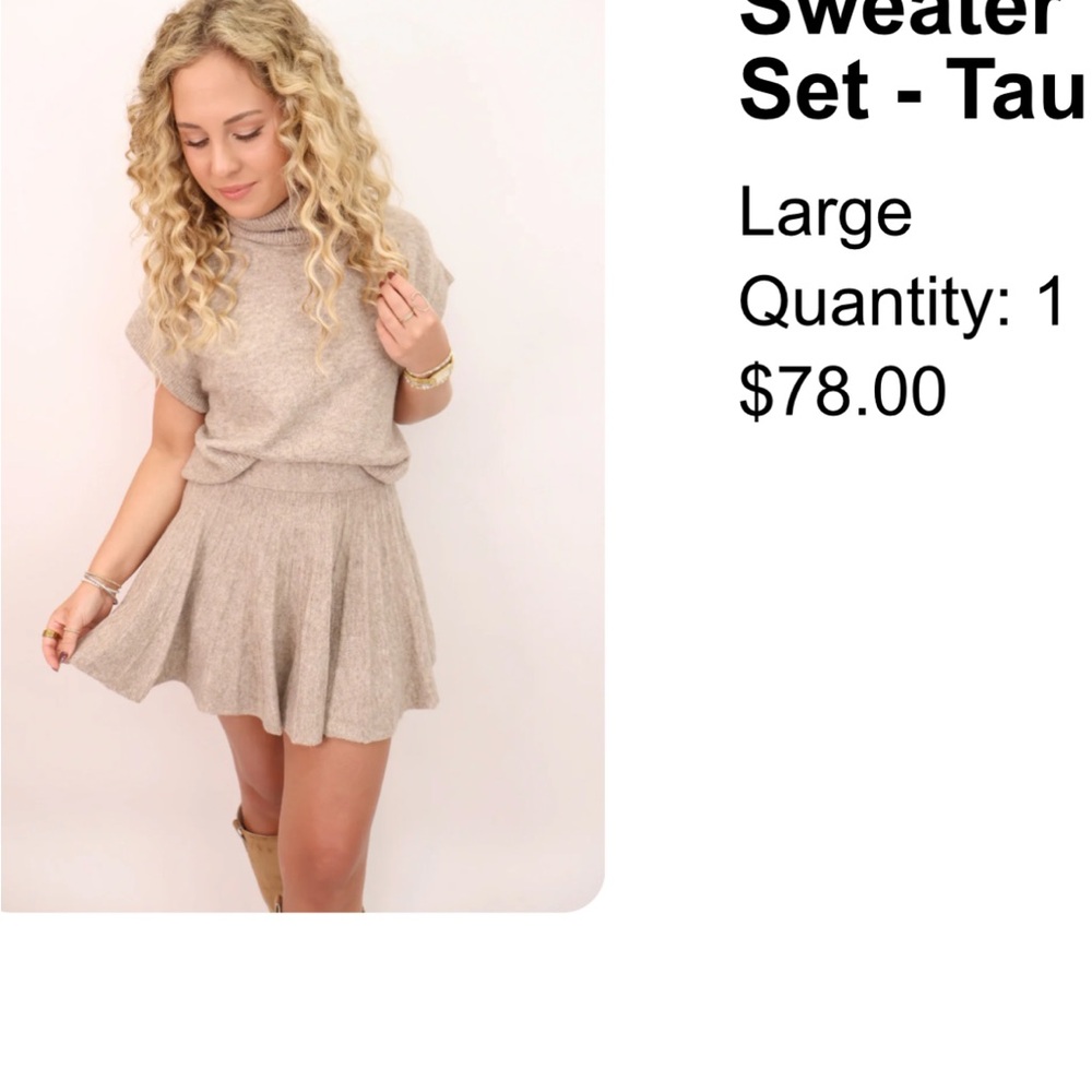 Women's Taupe Sweater Skirt Set